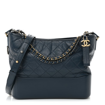 CHANEL Aged Calfskin Quilted Medium Gabrielle Hobo Blue