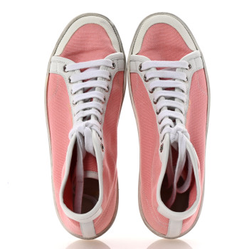 SAINT LAURENT Canvas Elba Court Classic SL/39 Mid Top Sneakers 35.5 Pink White