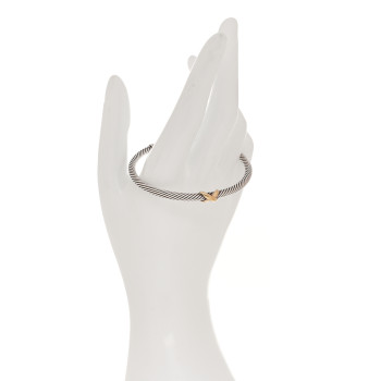 DAVID YURMAN Sterling Silver 18K Yellow Gold 4mm X Station Cable Bracelet
