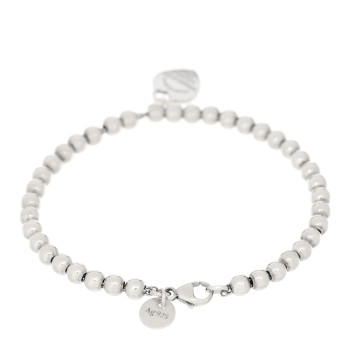 TIFFANY Sterling Silver Enamel 4mm Return To Tiffany Heart Tag Bead Bracelet Blue