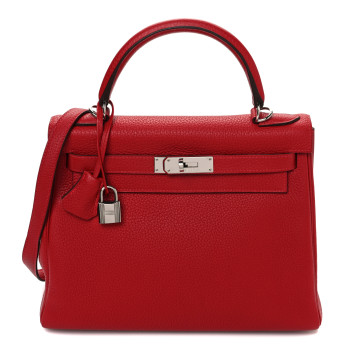 HERMES Togo Kelly Retourne 28 Rouge Casaque