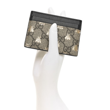 GUCCI GG Supreme Monogram Bees Card Holder Black