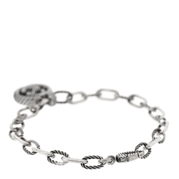 GUCCI Sterling Silver Interlocking G Charm Bracelet