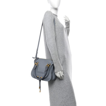 CHLOE Calfskin Small Marcie Satchel Faded Blue