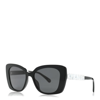 CHANEL Acetate Strass Square Sunglasses 5422-B-A Black White