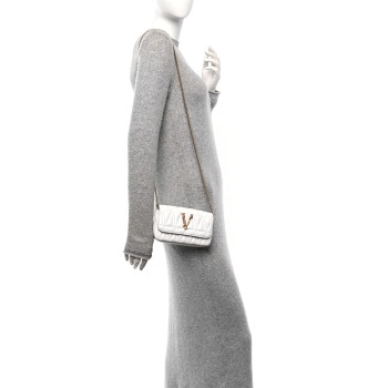 VERSACE Nappa Quilted Virtus Evening Bag White