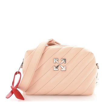 OFF-WHITE Calfskin Diagonal Quilted Jackhammer Camera Bag Pink