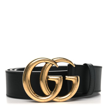 GUCCI Calfskin Double G 40mm Belt 95 38 Black