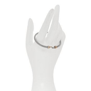 DAVID YURMAN Sterling Silver 18K Yellow Gold 4mm Cable Classic Buckle Bracelet