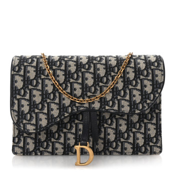 CHRISTIAN DIOR Oblique Saddle Chain Pouch Blue