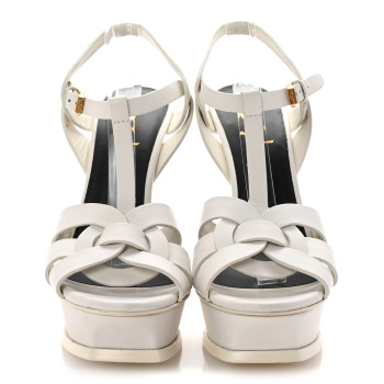 SAINT LAURENT Calfskin Tribute 105 Platform Sandals 38.5 Porcellana