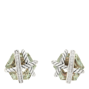DAVID YURMAN Sterling Silver Diamond Prasiolite 10mm Cable Wrap Earrings