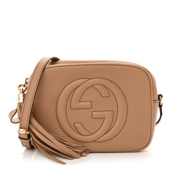 GUCCI Pebbled Calfskin Small Soho Disco Bag Camelia