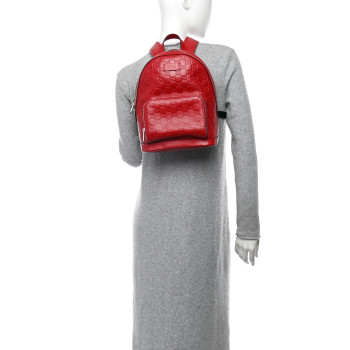 GUCCI Guccissima Signature Small Day Backpack Hibiscus Red