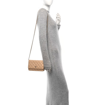 CHANEL Caviar Quilted Wallet on Chain WOC Beige