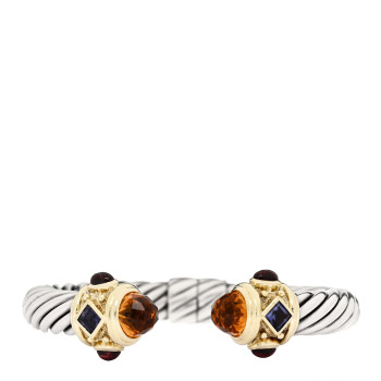 DAVID YURMAN Sterling Silver 14K Yellow Gold Citrine Iolite Garnet 10mm Cable Renaissance Bracelet