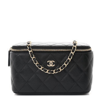 CHANEL Caviar Quilted Small Vanity Case With Chain Black