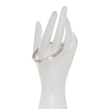 CARTIER 18K White Gold 4 Diamond Love Bracelet 17