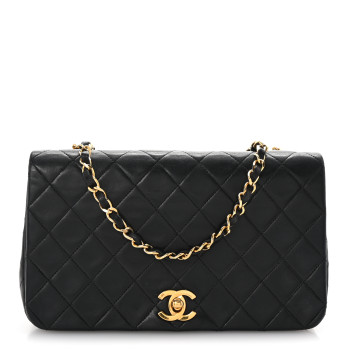 CHANEL Lambskin Quilted Small Single Flap Black