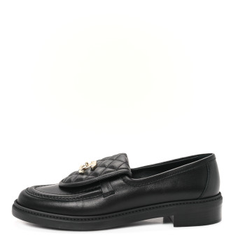 CHANEL Lambskin Quilted CC Turnlock Loafers 40.5 Black