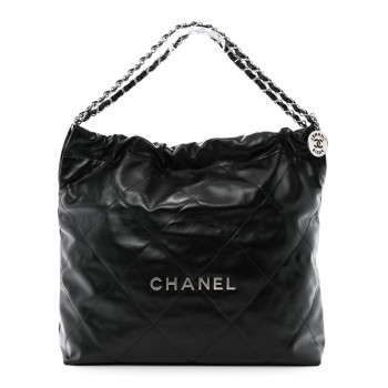 CHANEL Shiny Calfskin Quilted Chanel 22 Black