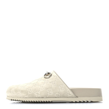 GUCCI Luxury Suede Guccissima Miro Soft Womens Horsebit Slippers 39.5 Oatmeal