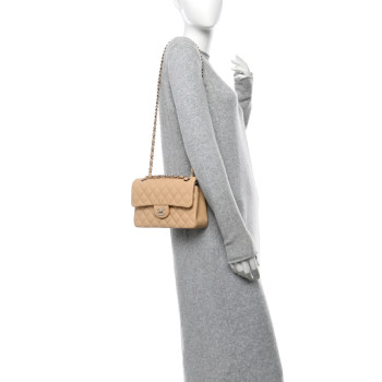 CHANEL Lambskin Quilted Small Double Flap Beige