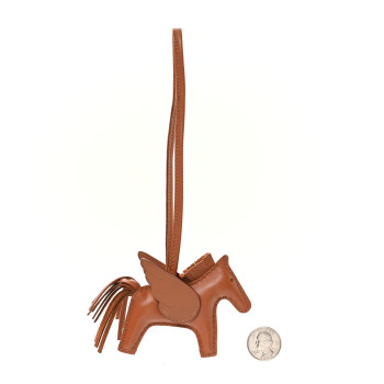 HERMES Milo Lambskin Swift Grigri Rodeo Pegase Horse Bag Charm PM Gold