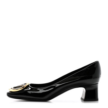 LOUIS VUITTON Patent Calfskin Madeleine Pumps 38 Black