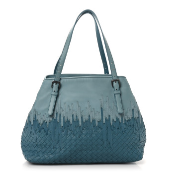 BOTTEGA VENETA Nappa Intrecciato Medium Flow Wave Tote Blue