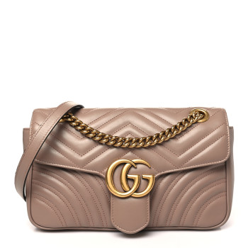 GUCCI Calfskin Matelasse Small GG Marmont Shoulder Bag Porcelain Rose