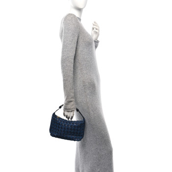 BOTTEGA VENETA Nappa Denim Intrecciato Mini Wallace Abyss Indigo