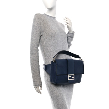 FENDI Vitello Grace FF Gradient Embossed Large Baguette Blueberry