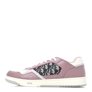 CHRISTIAN DIOR Smooth Calfskin Jacquard Oblique Mens B27 Low Top Sneakers 49 Pink White