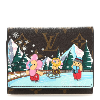 LOUIS VUITTON Monogram 2023 Christmas Animation Alpine Victorine Wallet Wisteria Pink