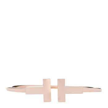 TIFFANY 18K Rose Gold T Wide Wire Bracelet
