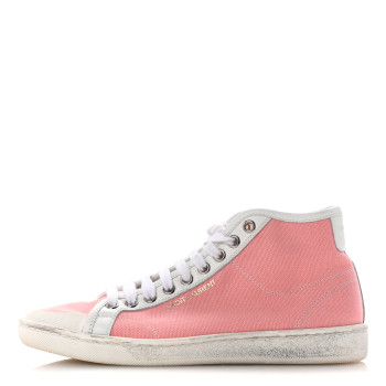 SAINT LAURENT Canvas Elba Court Classic SL/39 Mid Top Sneakers 35.5 Pink White
