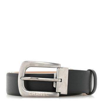 CHANEL Calfskin Belt 95 38 Black