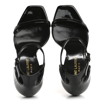 SAINT LAURENT Patent Calfskin Opyum 110 Sandals 37 Black Gold