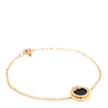TIFFANY 18K Yellow Gold Diamond Black Onyx T Circle Bracelet