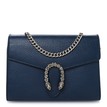 GUCCI Dollar Calfskin Crystal Mini Dionysus Chain Wallet Blue Agata Black Diamond