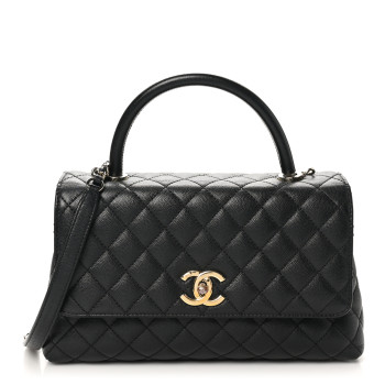 CHANEL Caviar Quilted Small Coco Handle Flap Black
