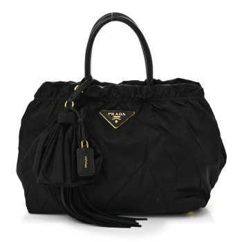 PRADA Tessuto Nylon Tassel Tote Black