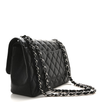 CHANEL Caviar Quilted Jumbo Double Flap Black