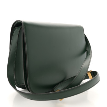 CELINE Box Calfskin Medium Classic Box Flap Bag Dark Green