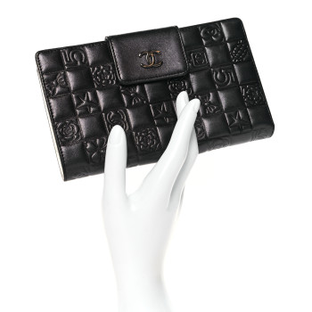 CHANEL Calfskin Lucky Symbols French Wallet Black