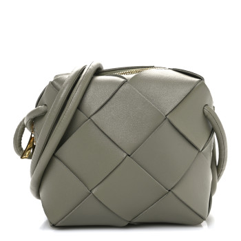 BOTTEGA VENETA Lambskin Maxi Intrecciato Mini Cassette Camera Bag Travertine