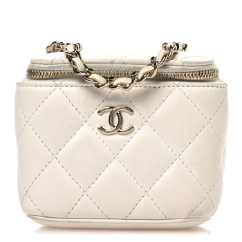 CHANEL Lambskin Quilted My Chanel Lady Vanity Case With Chain White