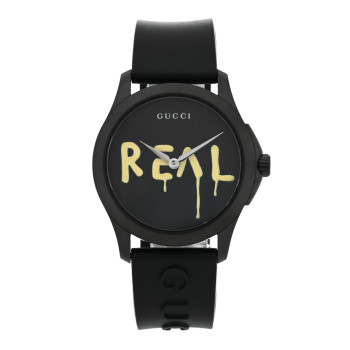 GUCCI PVD Stainless Steel Rubber 38mm G-Timeless REAL Quartz Watch Black