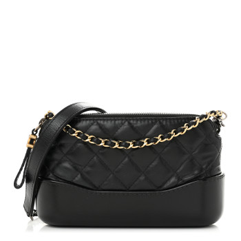 CHANEL Aged Calfskin Quilted Small Gabrielle Clutch With Chain Black
